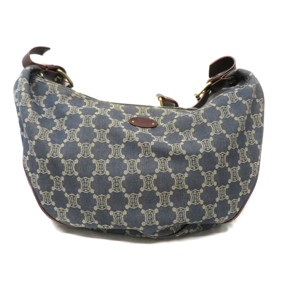 CELINE Paris Macadam denim leather shoulder bag Blue